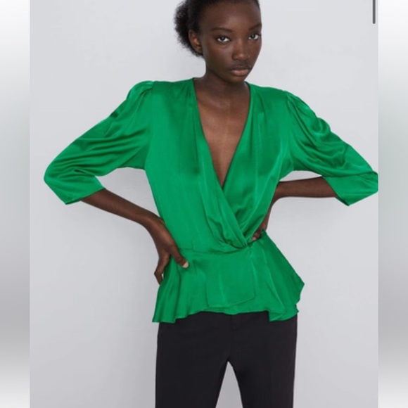 Zara women’s wrap 100% viscose blouse top! Size M - Picture 8 of 15